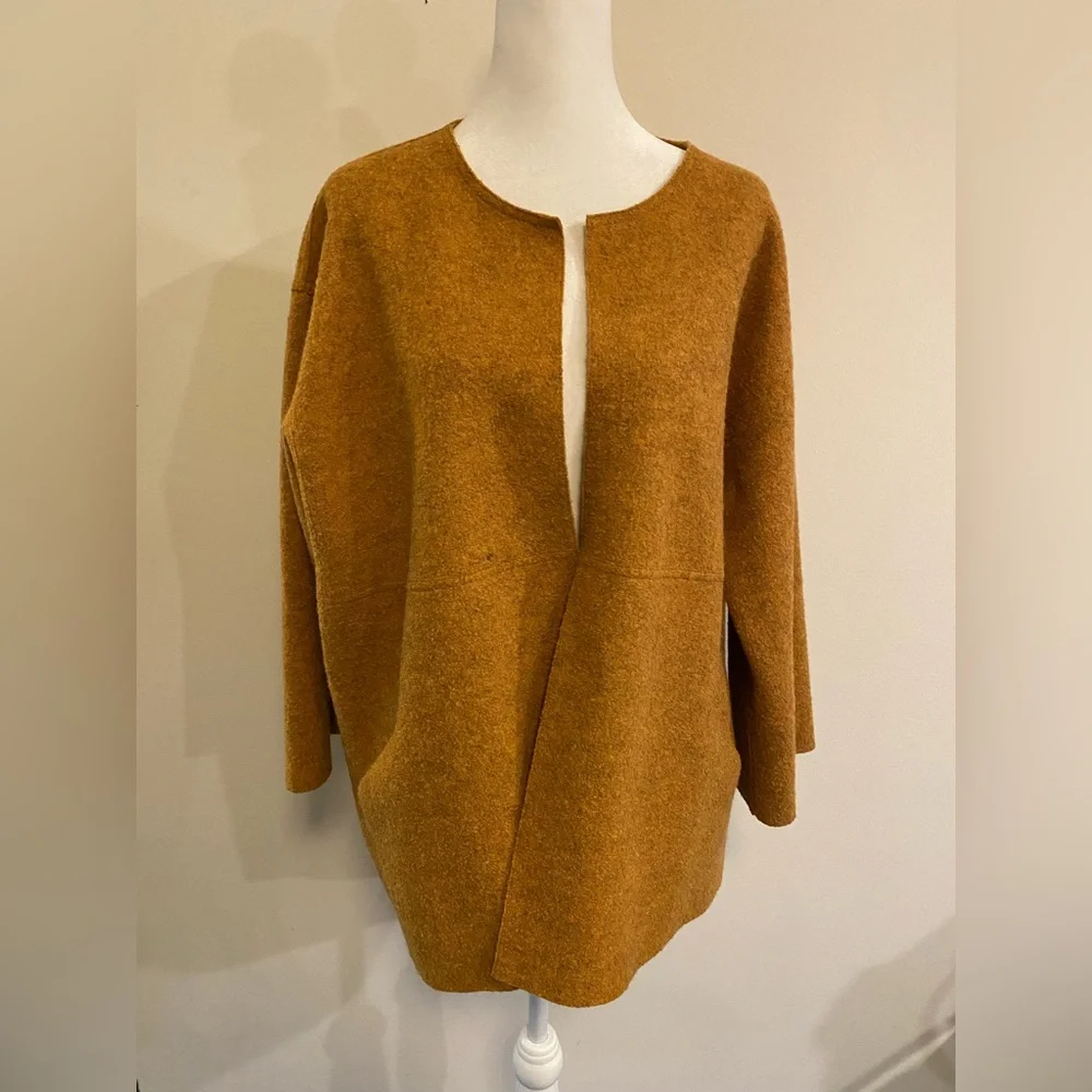 Eileen Fisher Melange Alpaca Wool Women's Open Front Rust Coat size X-Large